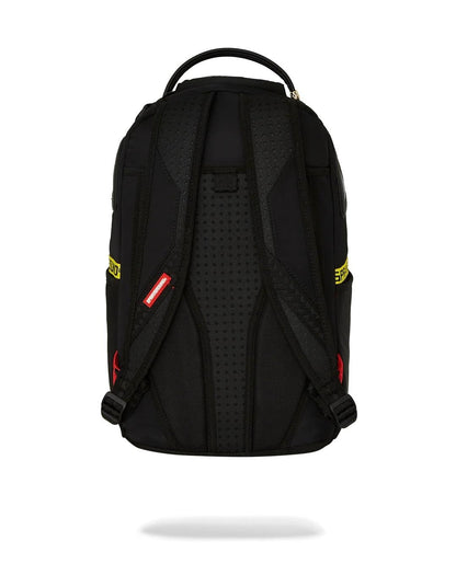 Zaino Sprayground nero Shark central yellow tape dlx satin backpack