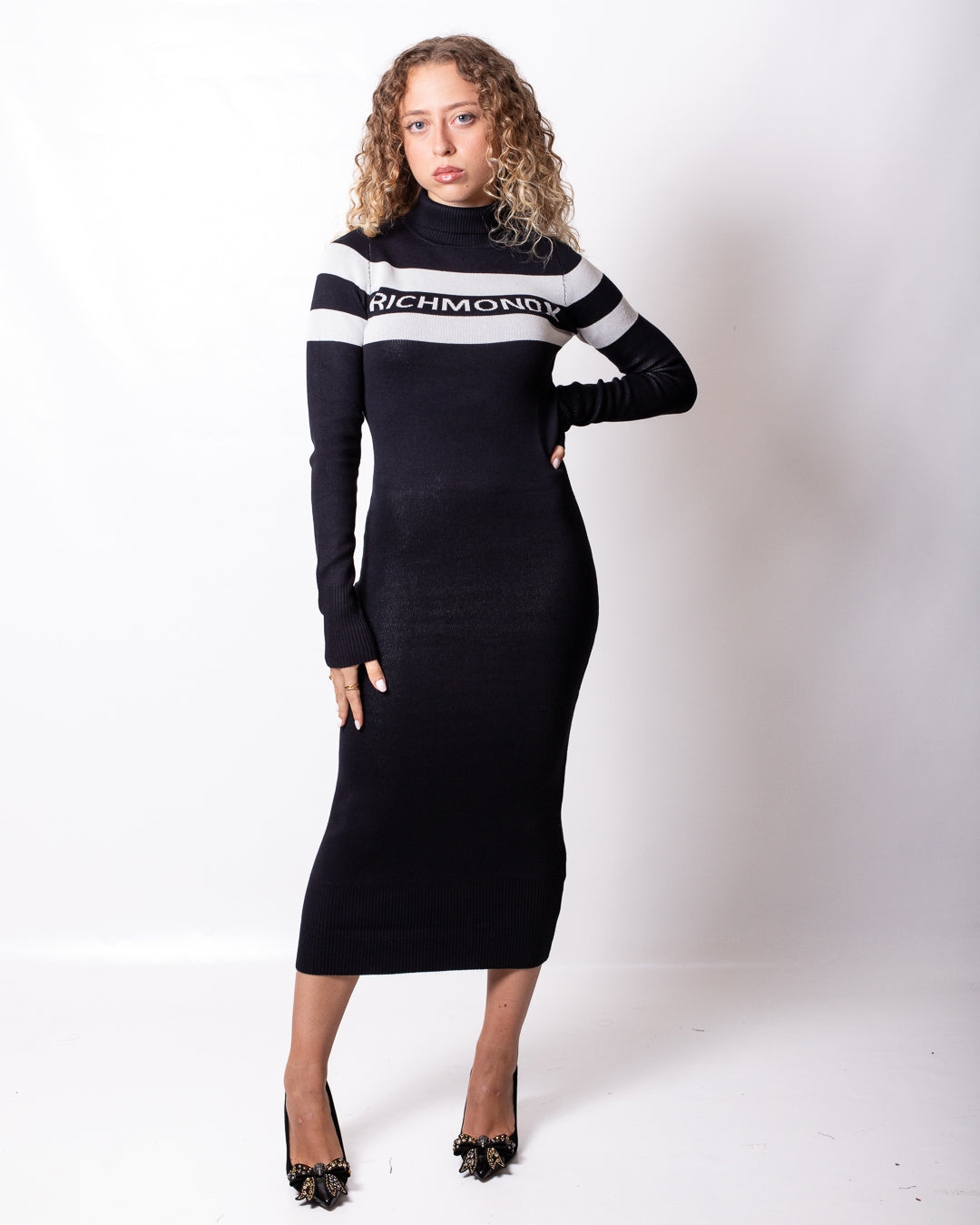 Abito Richmond X lungo in maglia con banda logata donna