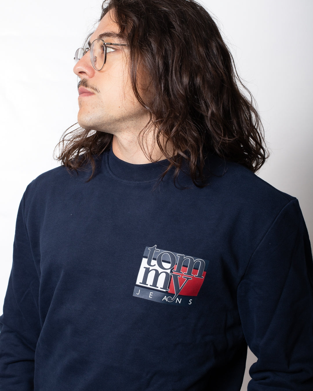 Felpa Tommy Jeans girocollo "Flag Crew" uomo