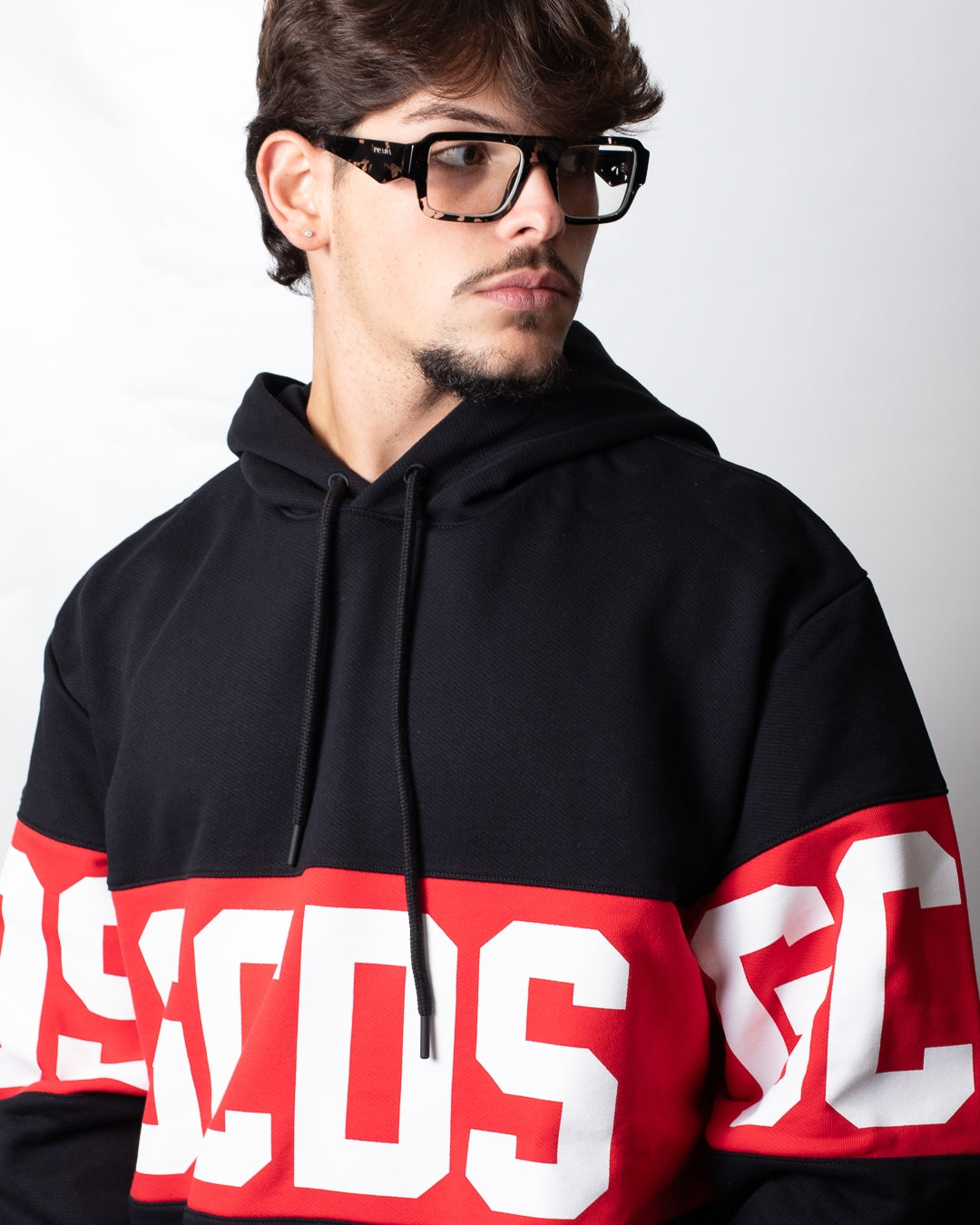 Felpa GCDS in piquet con cappuccio "Band Logo"