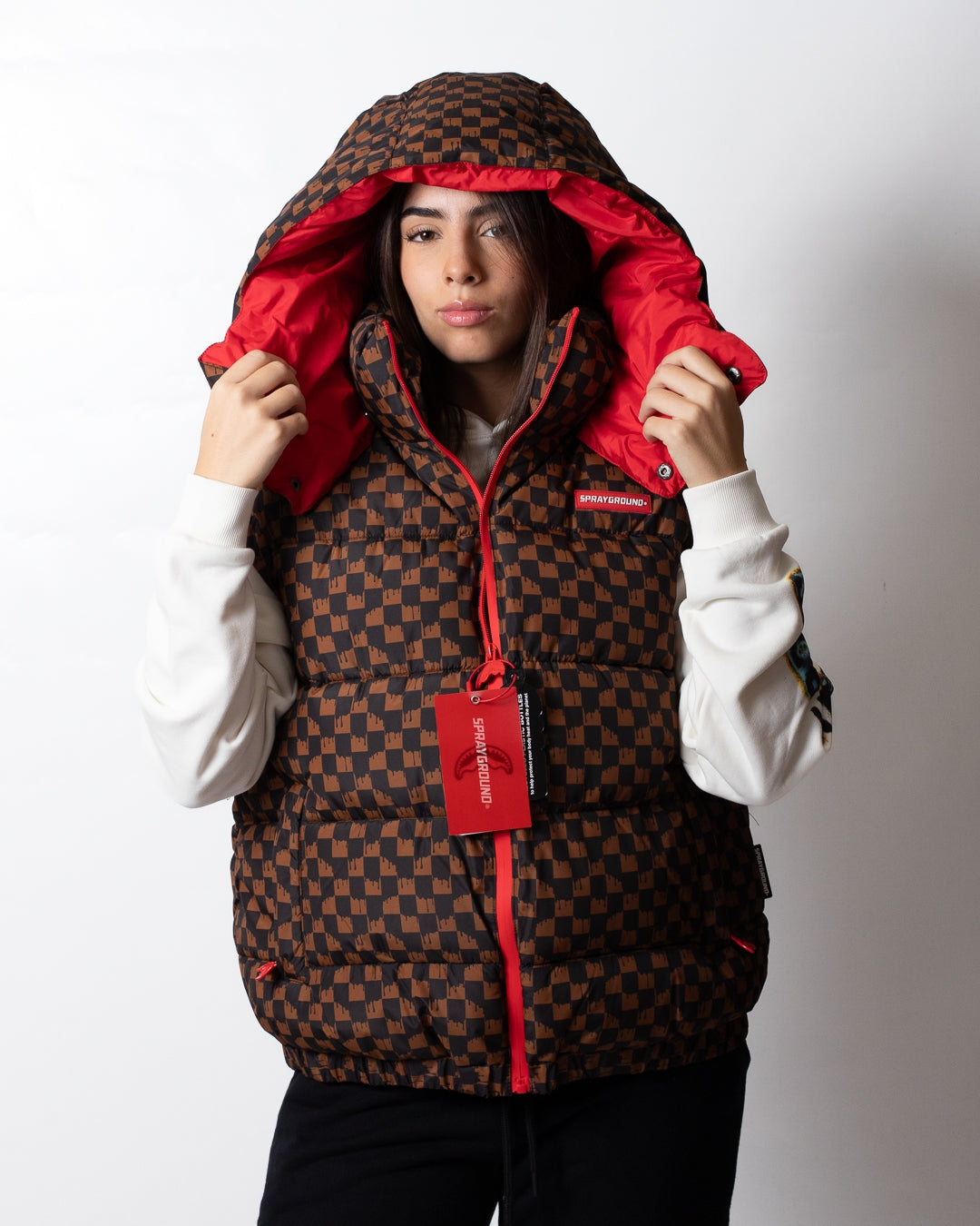 Giubbotto Sprayground puffer con cappuccio e maniche staccabili