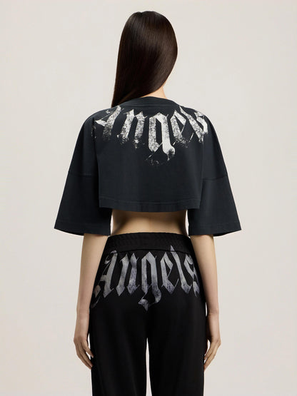 T-Shirt Palm Angels cropped "Big Neck Logo" donna