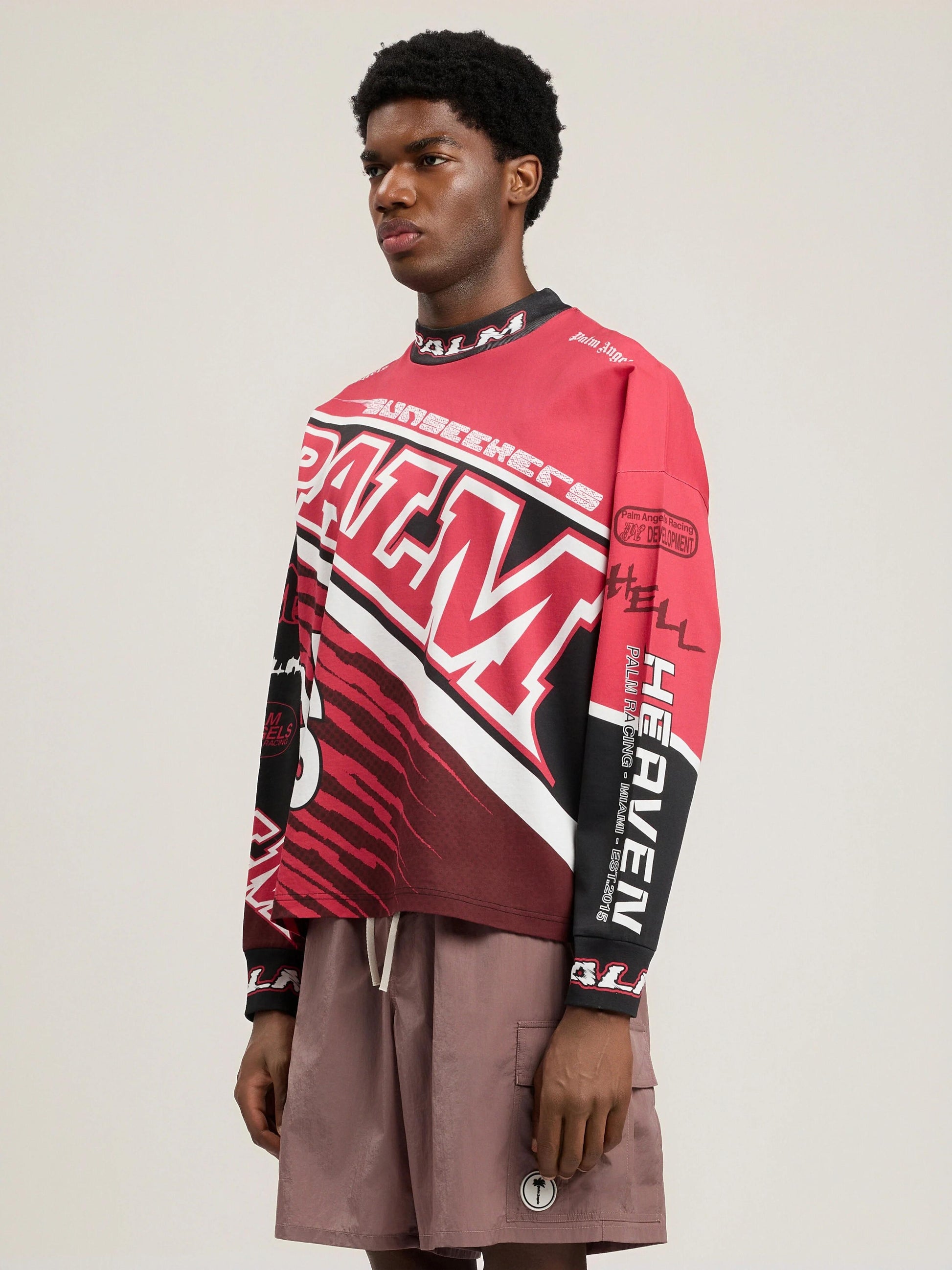 T-Shirt Palm Angels loose fit "Racing" uomo