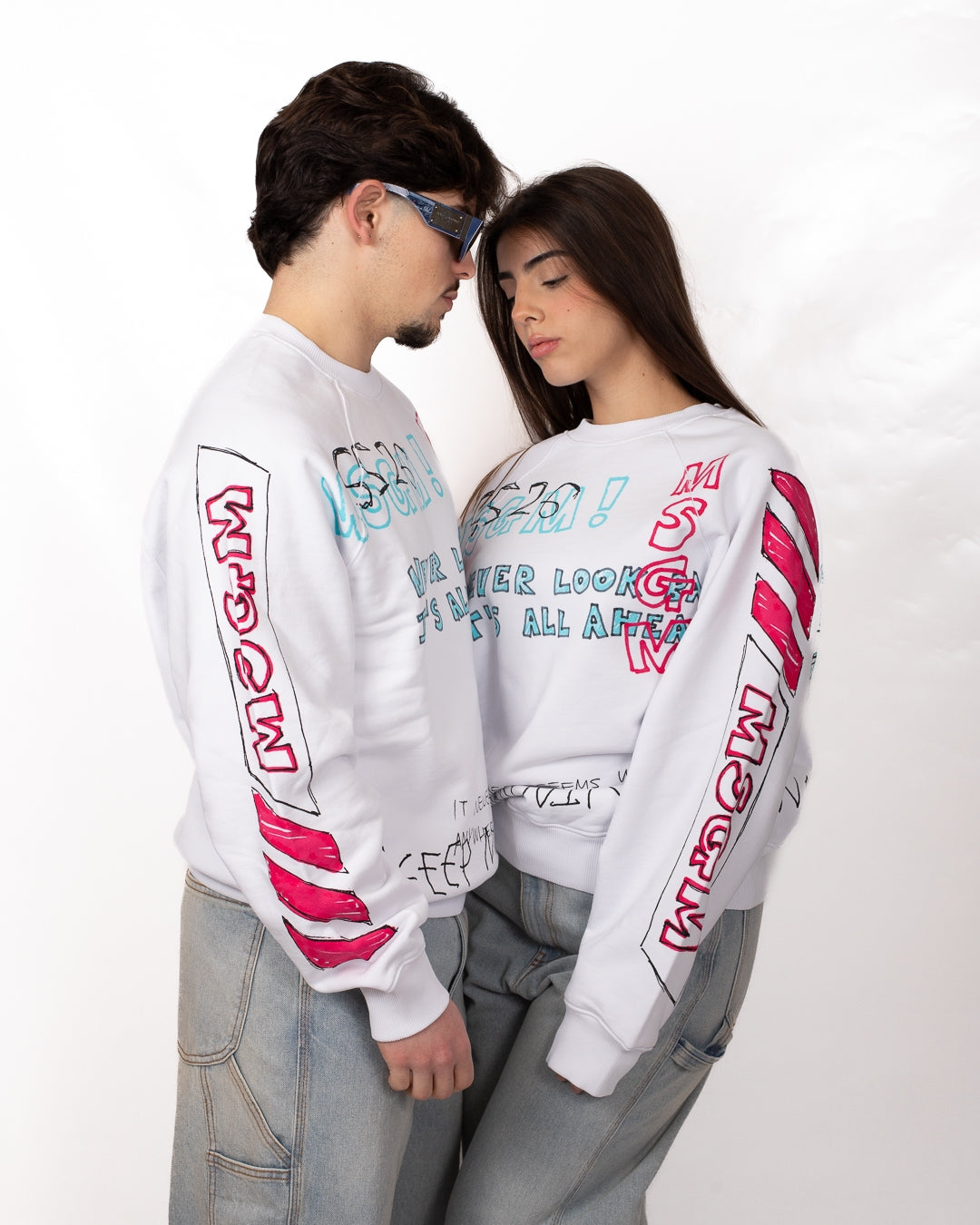 Felpa MSGM girocollo con stampe all-over