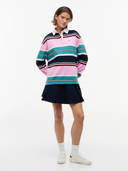 Polo Tommy Jeans "Flag Multi Stripe Rugby" donna
