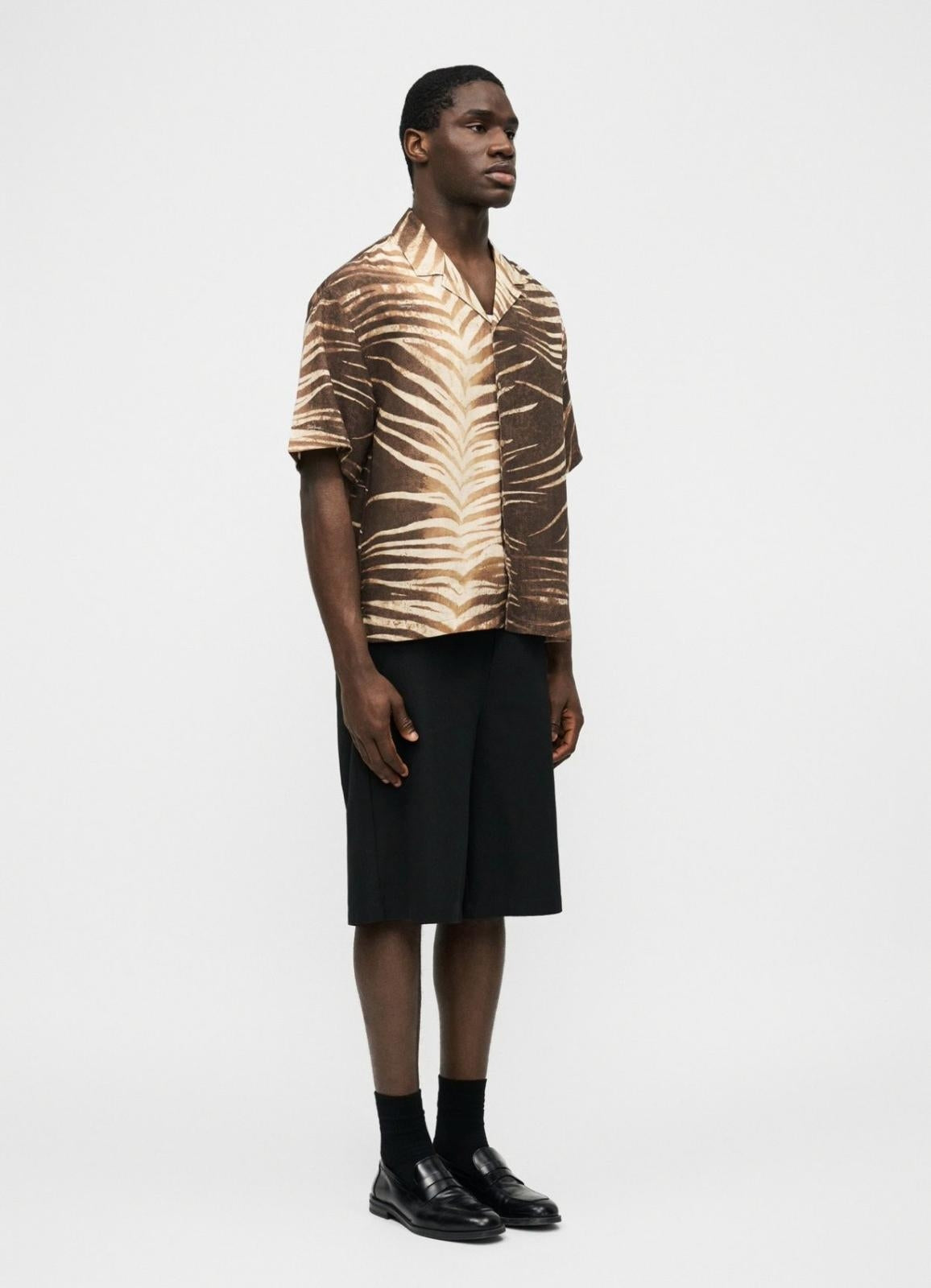 Camicia Just Cavalli in lino con stampa "Nepal Tiger"