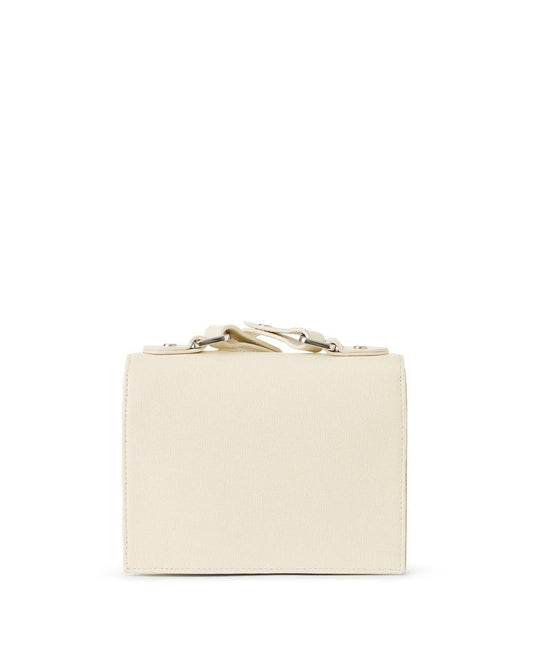 Borsa Iceberg in pelle saffiano con tracolla e placca logata donna