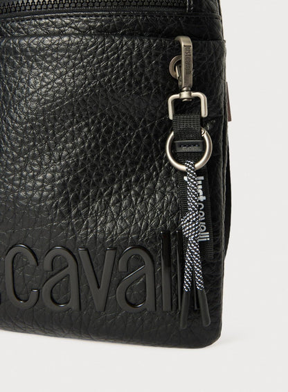 Tracolla Just Cavalli "Maxi Logo Print" in pelle granulosa uomo