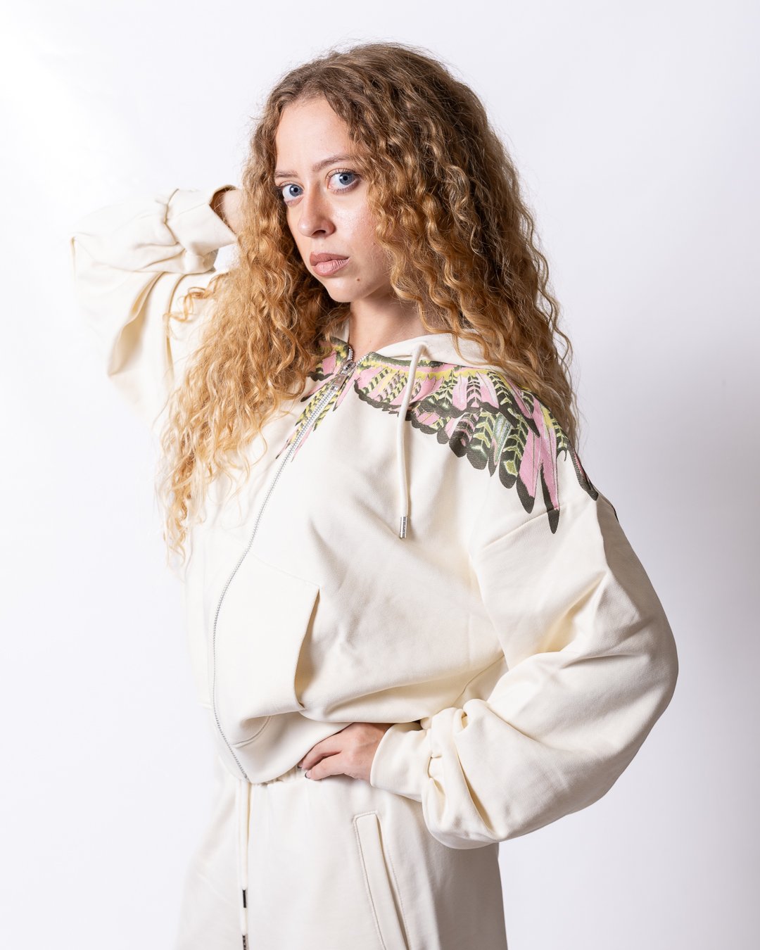 Felpa County of Milan full zip con cappuccio e grafica multicolor fronte-retro