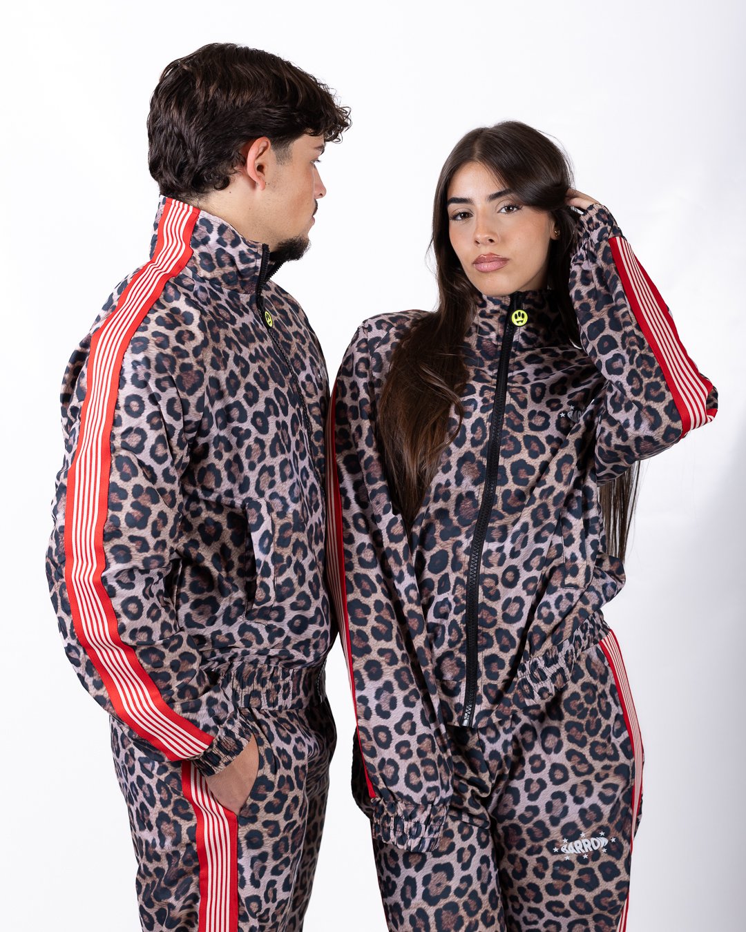 Felpa Barrow fullzip animalier in nylon
