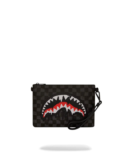 Pochette Sprayground nero dripping sharks in paris crossover clutch con tracolla