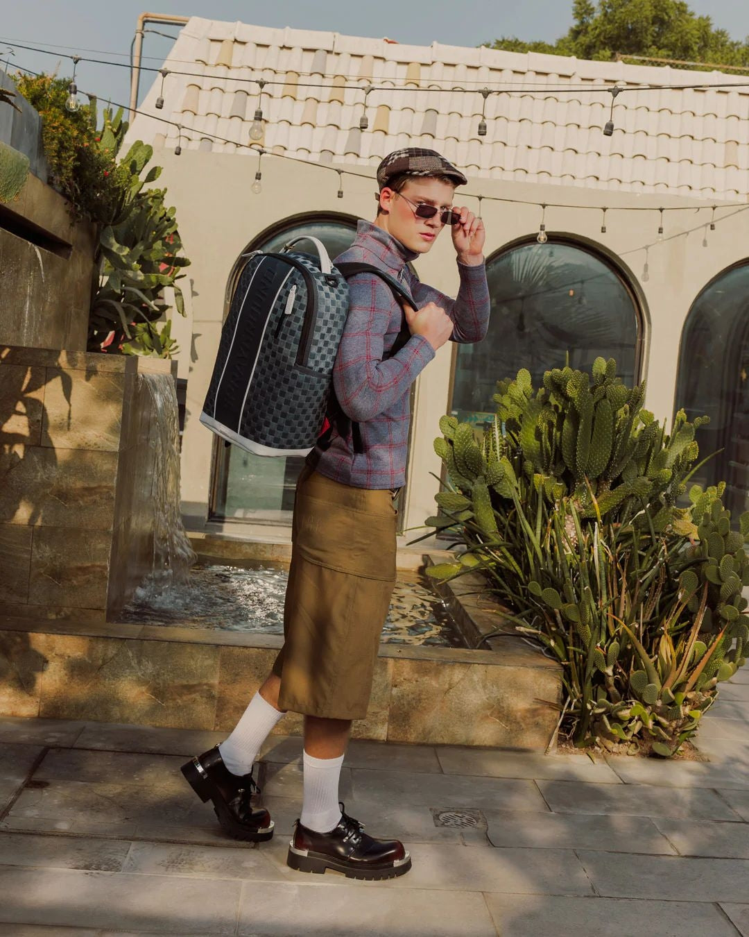 Zaino Sprayground bianco "Upscale check backpack" 