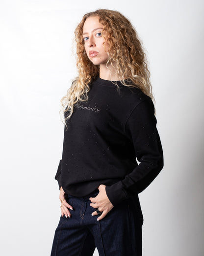 Felpa Richmond X girocollo con strass all-over donna