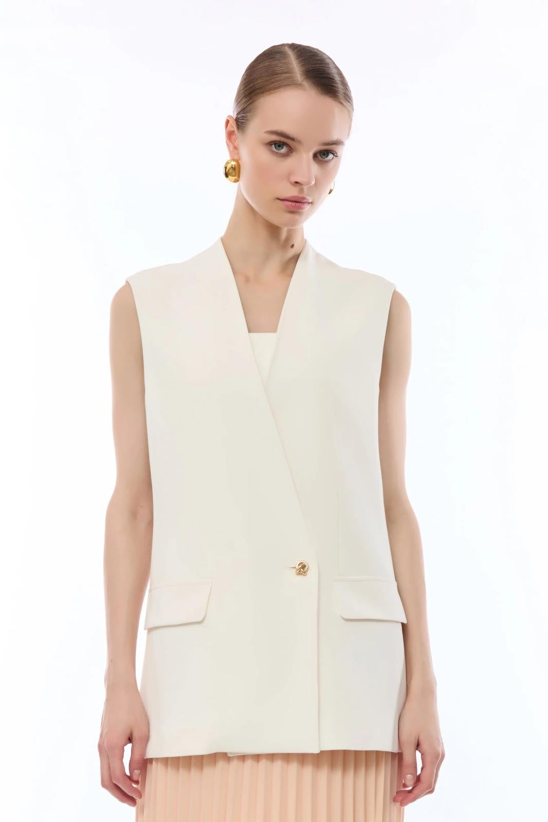 Giacca blazer Nenette doppiopetto smanicata donna