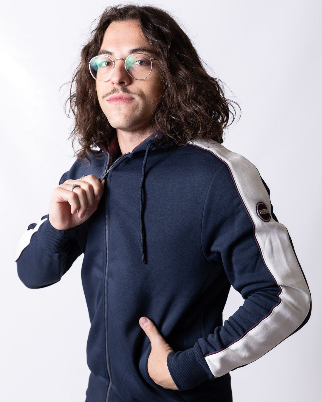 Felpa Colmar full zip con cappuccio e logo in rilievo