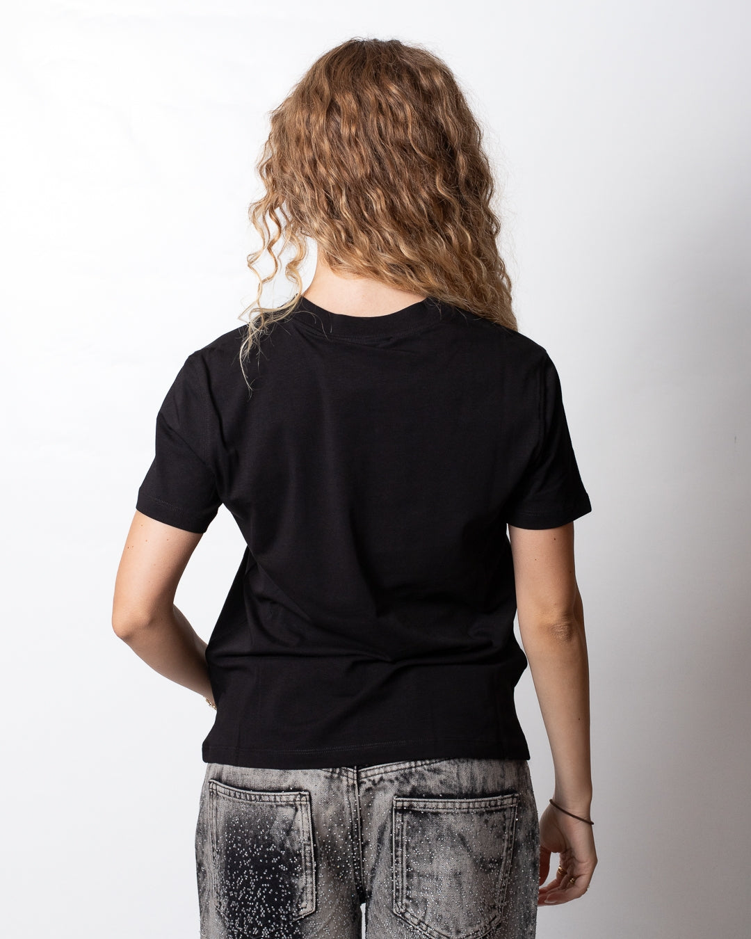 T-Shirt Versace Jeans Couture "Italics Logo" con strass donna