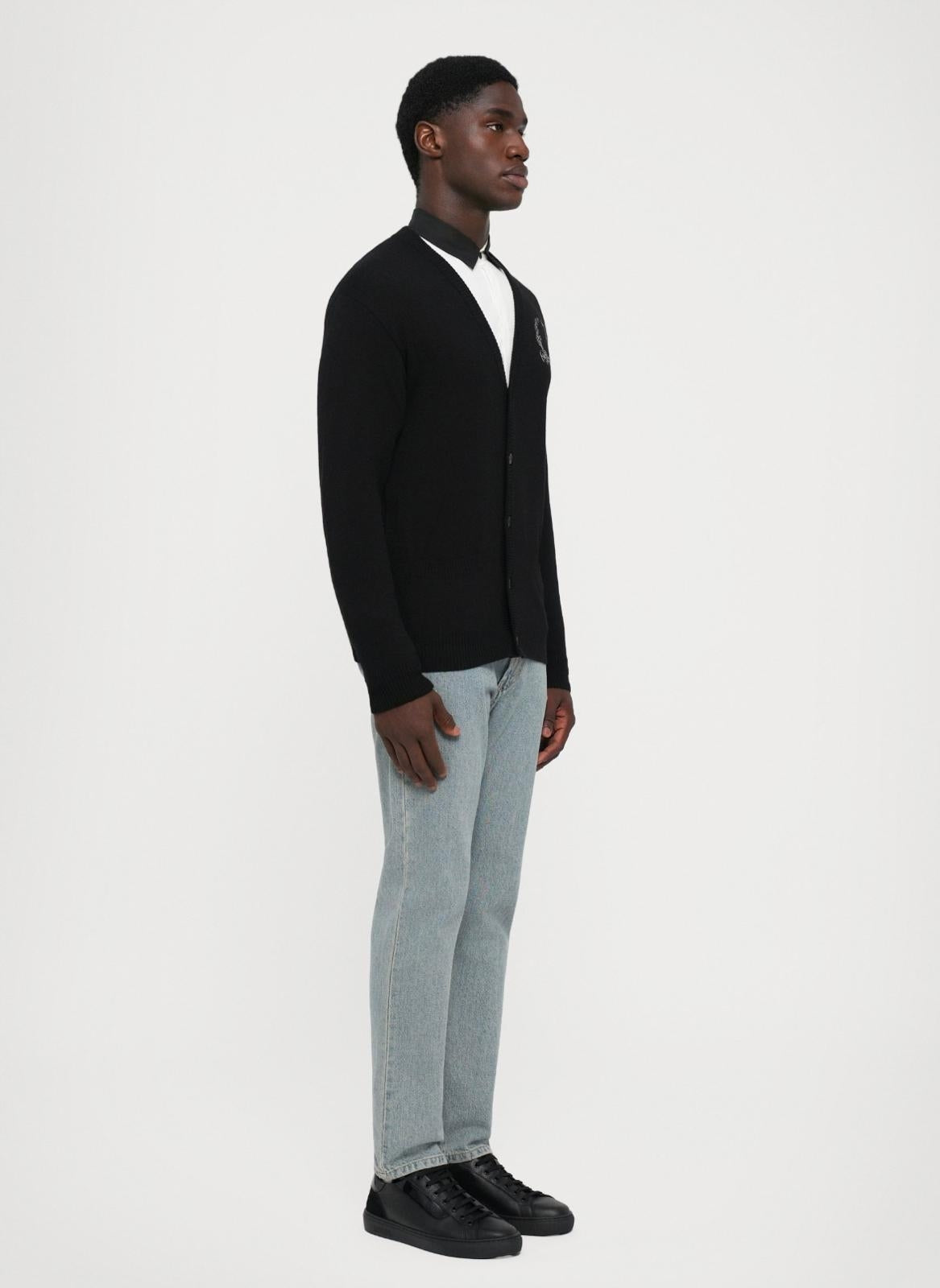 Cardigan Moschino "Laurel Crown" in misto lana uomo