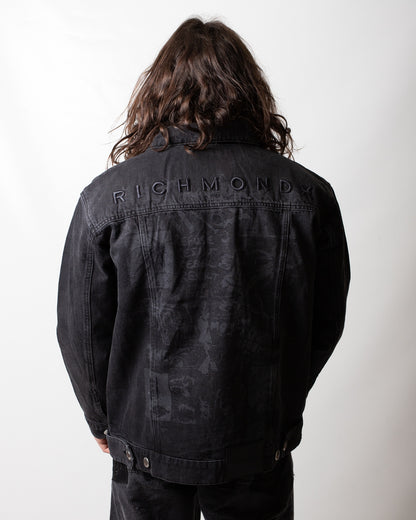 Giubbotto Richmond X in jeans con stampa uomo