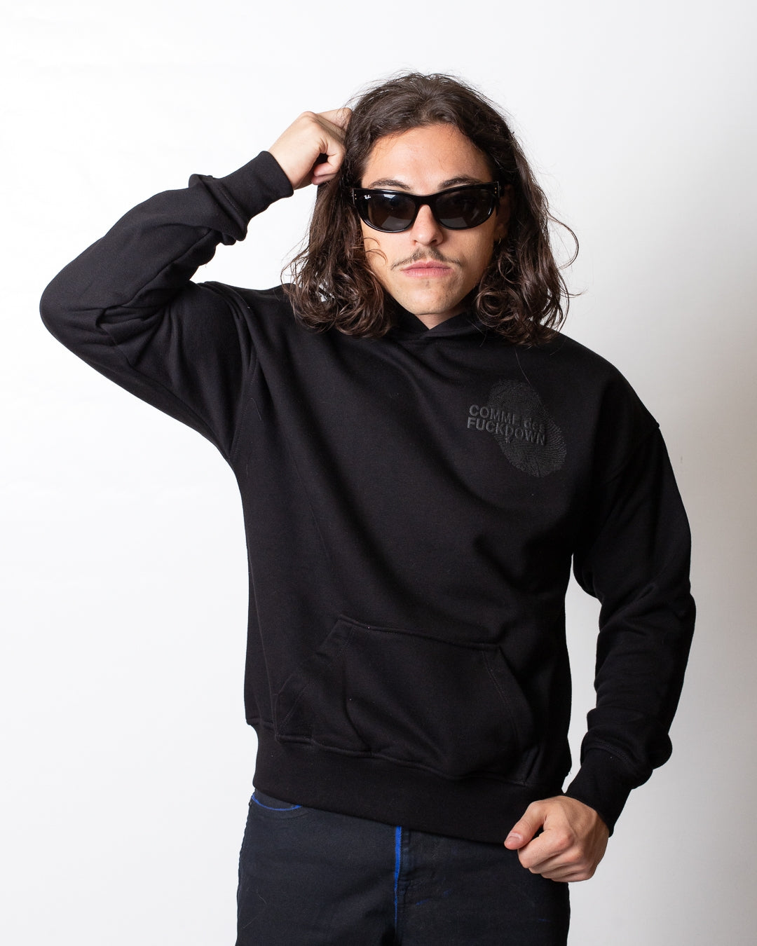 Felpa Comme des Fuckdown stampata con cappuccio uomo