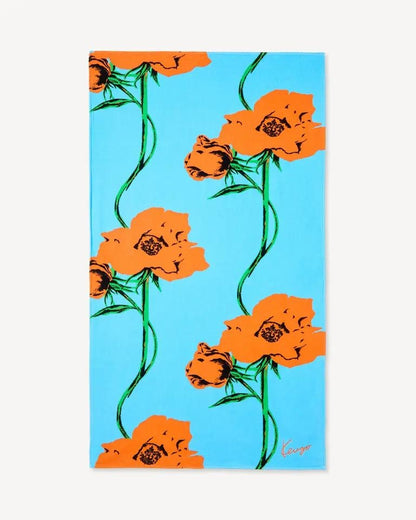 Telo mare Kenzo in cotone con grafica e signature in ricamo