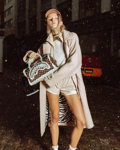 Borsa Sprayground marrone "CREAM AND BROWN TEAR CHECK MINI DUFFLE"