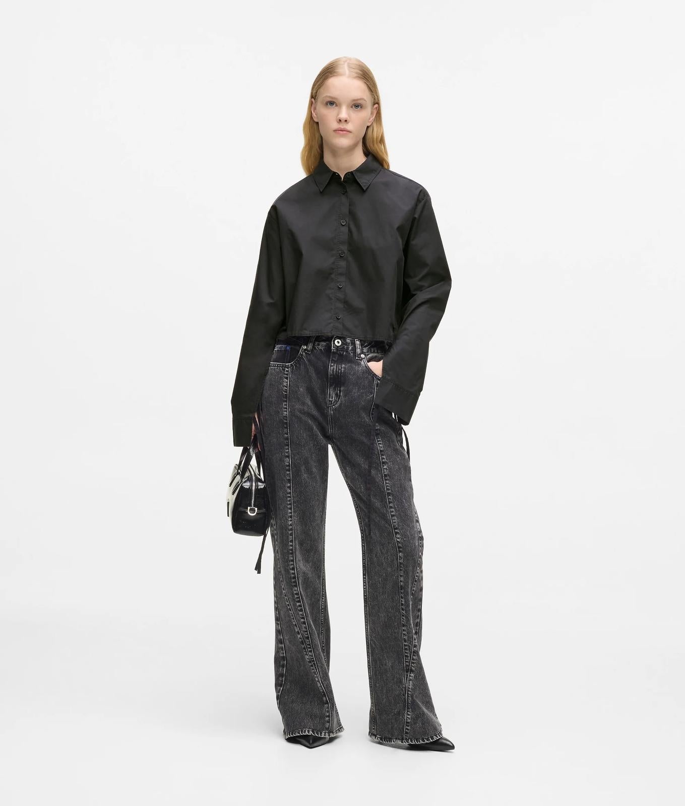 Blusa Karl Lagerfeld Jeans cropped con laccetti donna