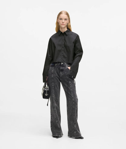 Blusa Karl Lagerfeld Jeans cropped con laccetti donna