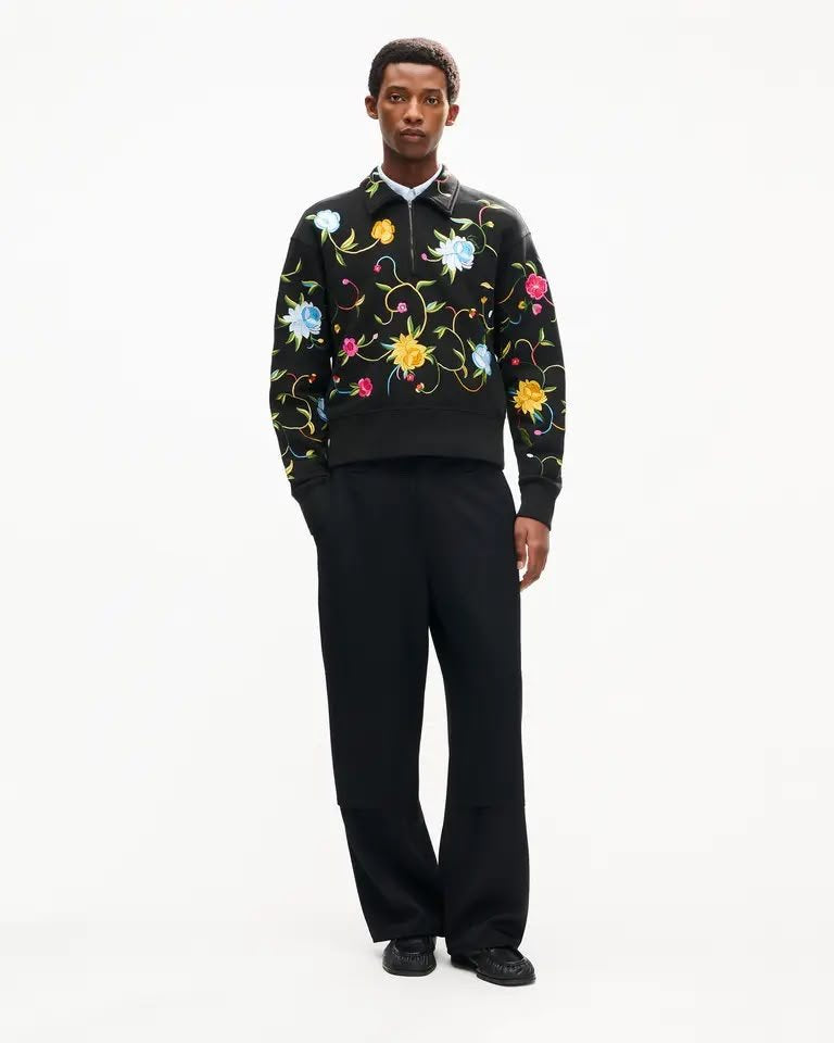 Felpa polo Kenzo Paris mezza zip e ricami