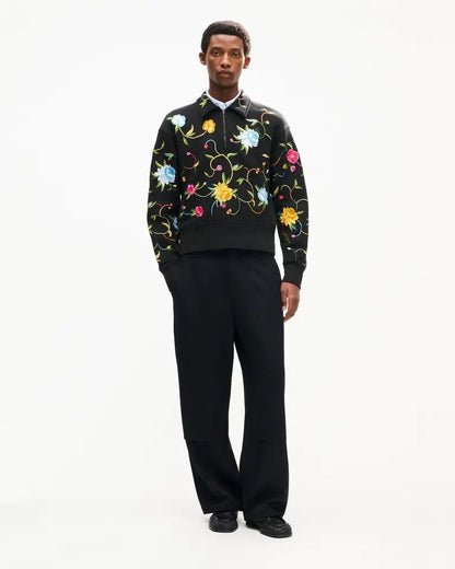 Felpa polo Kenzo Paris mezza zip e ricami