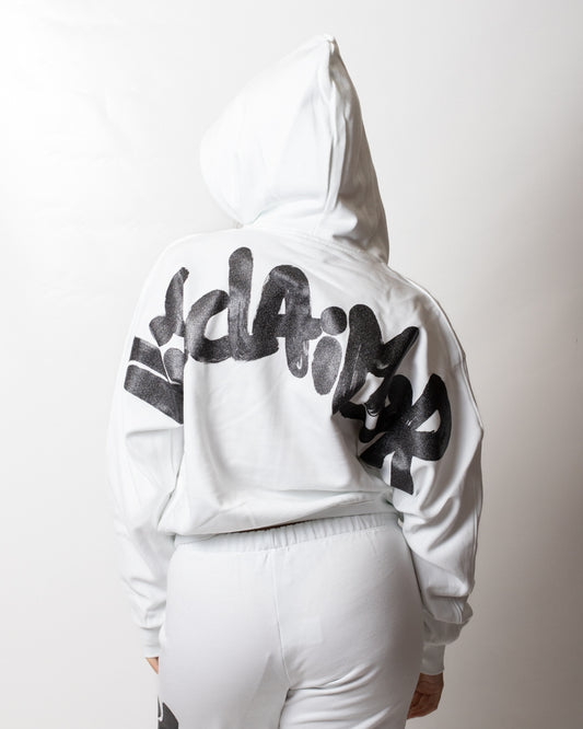 Felpa Disclaimer fullzip con cappuccio e logo glitter donna