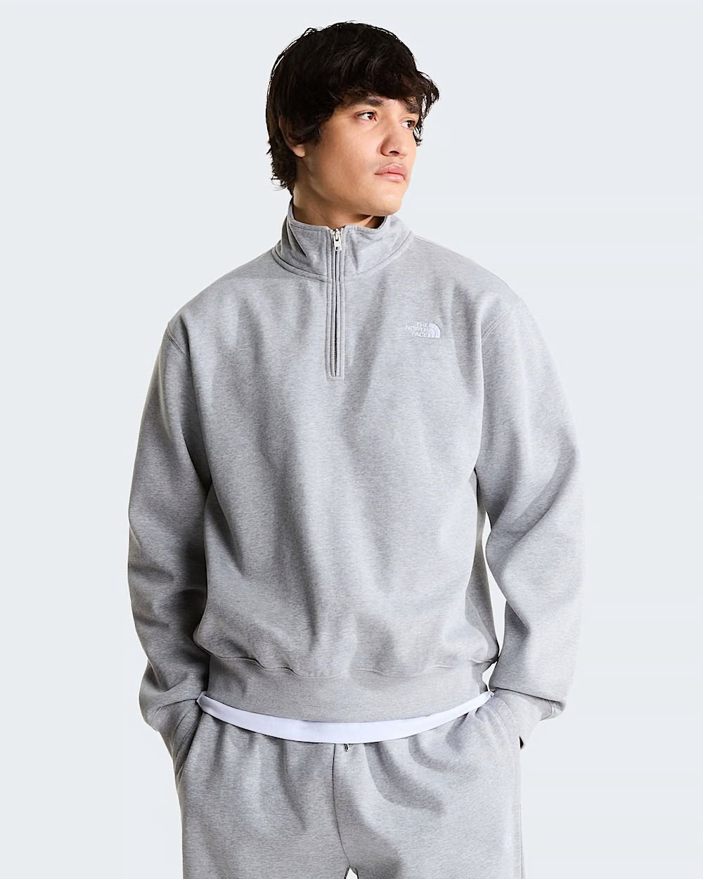 Felpa The North Face mezza zip con logo ricamato uomo