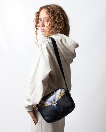 Borsa Marcelo Burlon in ecopelle con tracolla e logo wings colorfull