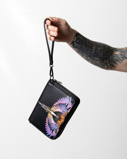 Pochette Marcelo Burlon in ecopelle "Icon Wings Orange" logato