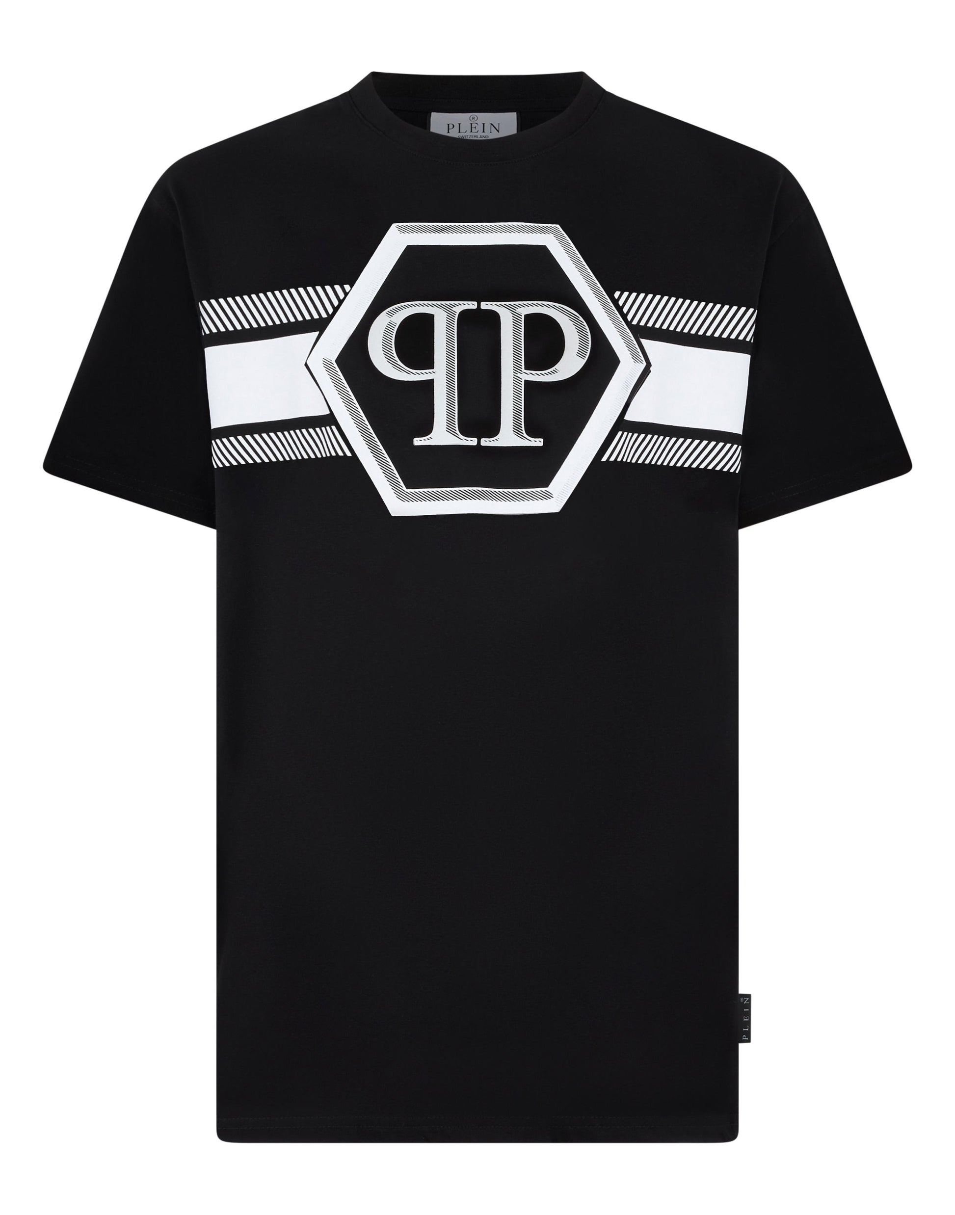 T-Shirt Philipp Plein Hexagon line con logo stampato uomo