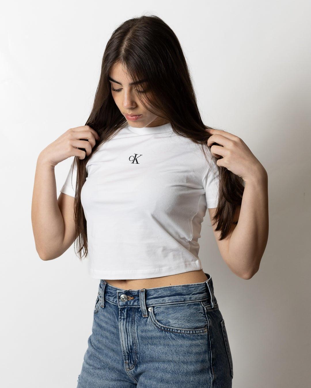 T-Shirt Calvin Klein slim con logo monogram donna