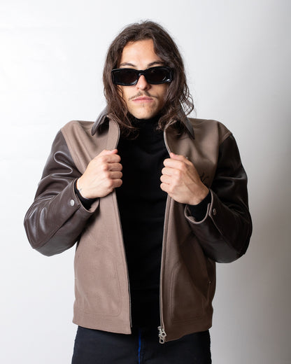 Giubbotto Kenzo Paris in misto lana con dettagli in pelle uomo