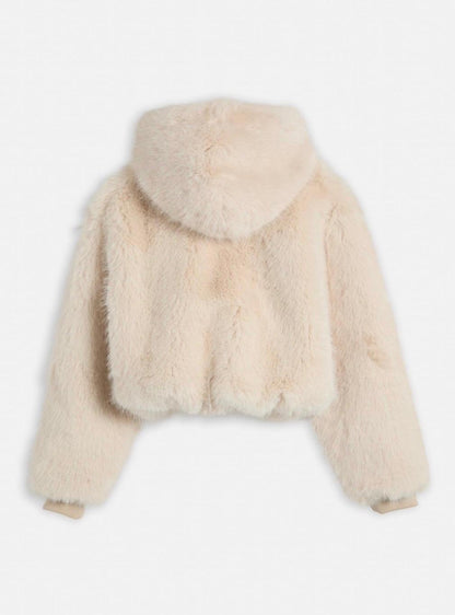 Eco pelliccia Juicy Couture con cappuccio e pompon