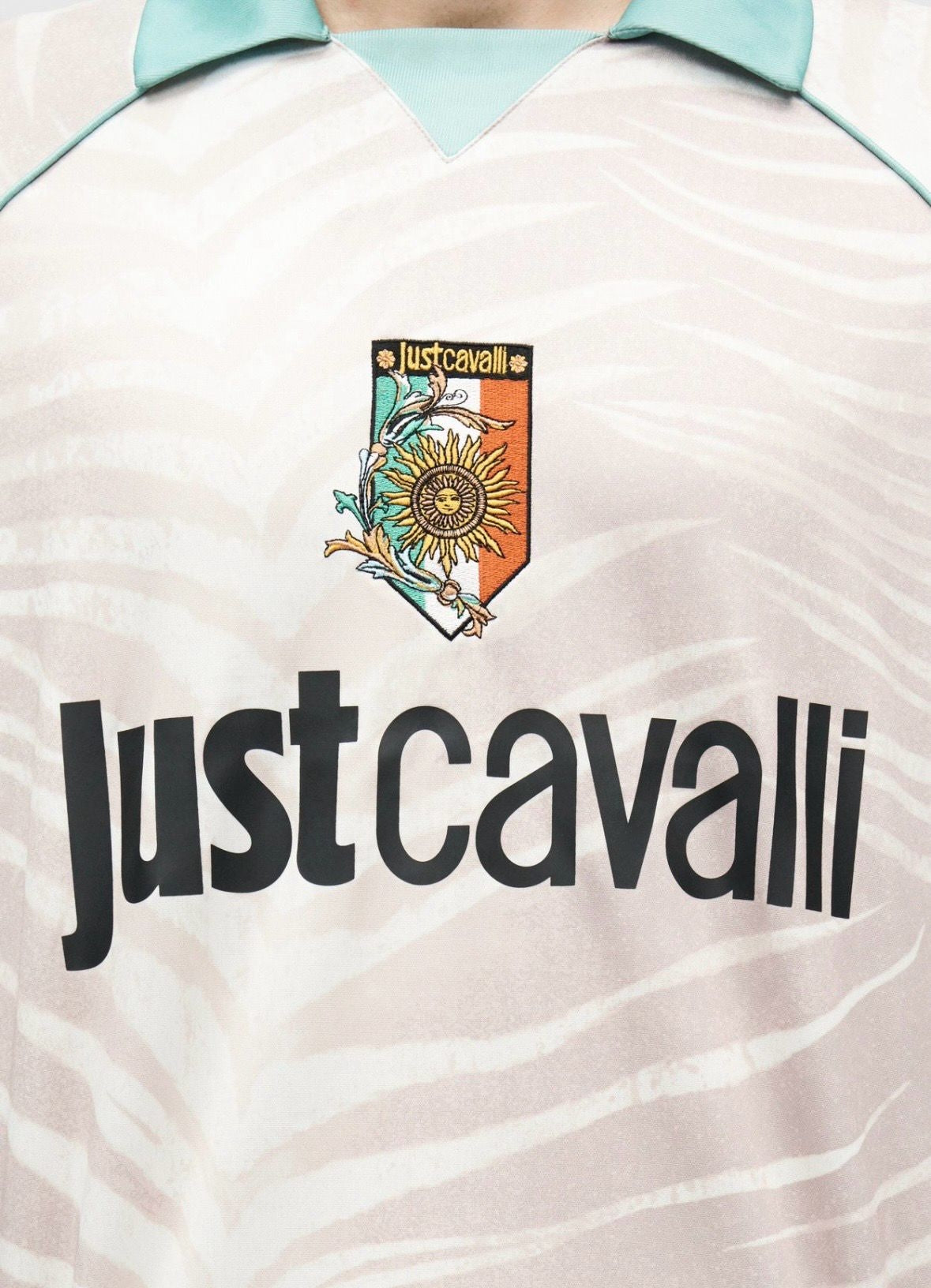 Polo Just Cavalli manica lunga con stampa e logo ricamato, long sleeve