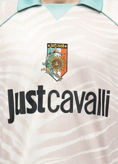 Polo Just Cavalli manica lunga con stampa e logo ricamato, long sleeve