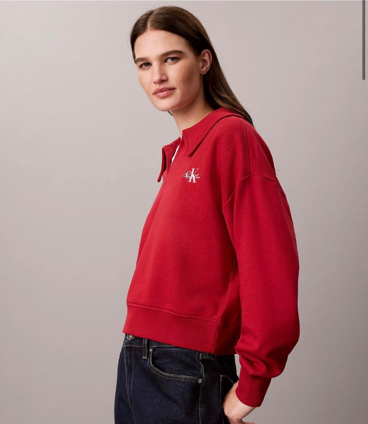 Felpa polo Calvin Klein Jeans con logo stampato e ricamato