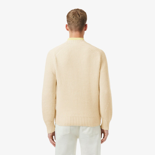 Maglia Lacoste girocollo in lana con costine uomo