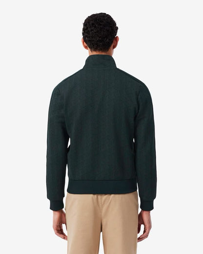 Felpa Lacoste con zip logata allover uomo