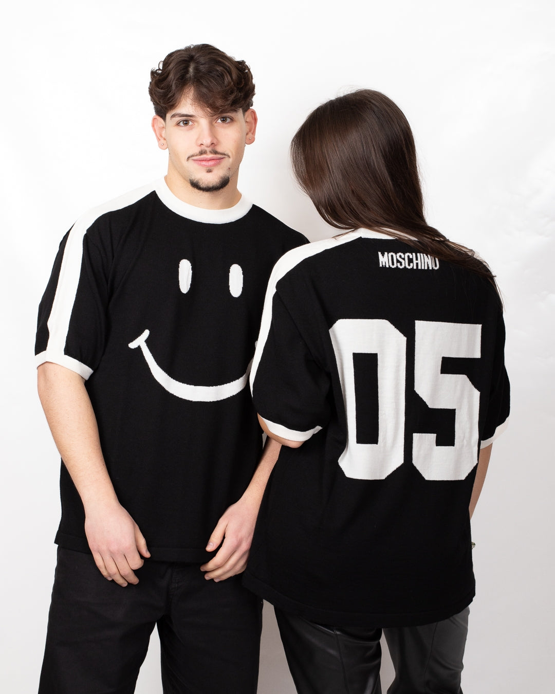 T-Shirt Moschino in lana "Smiley Movement" 