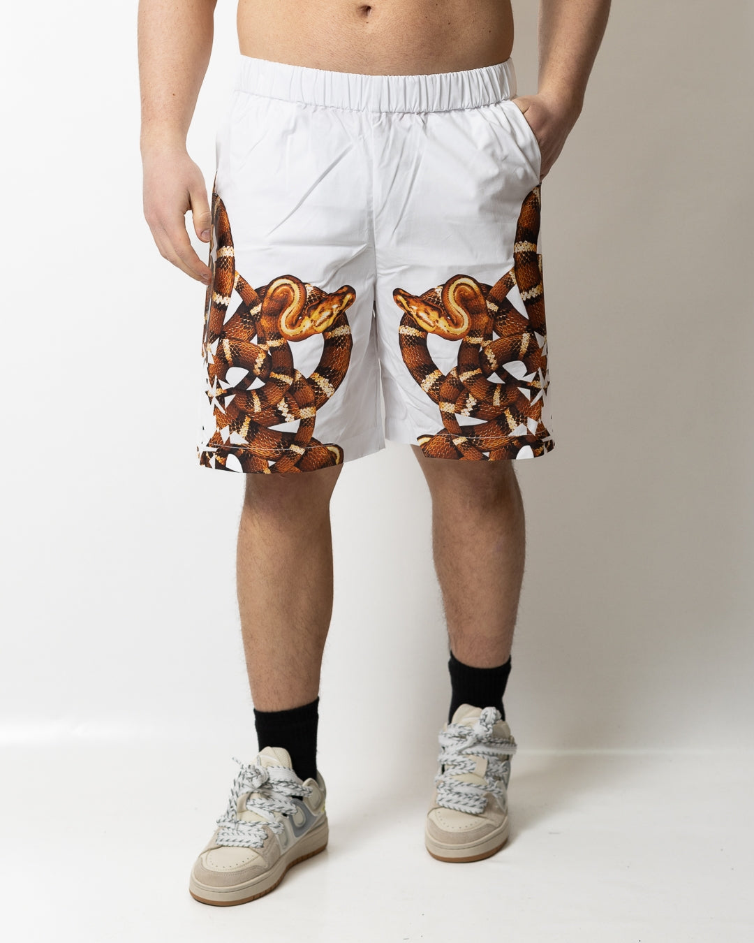 Bermuda Marcelo Burlon in popeline "Snake Logo" uomo
