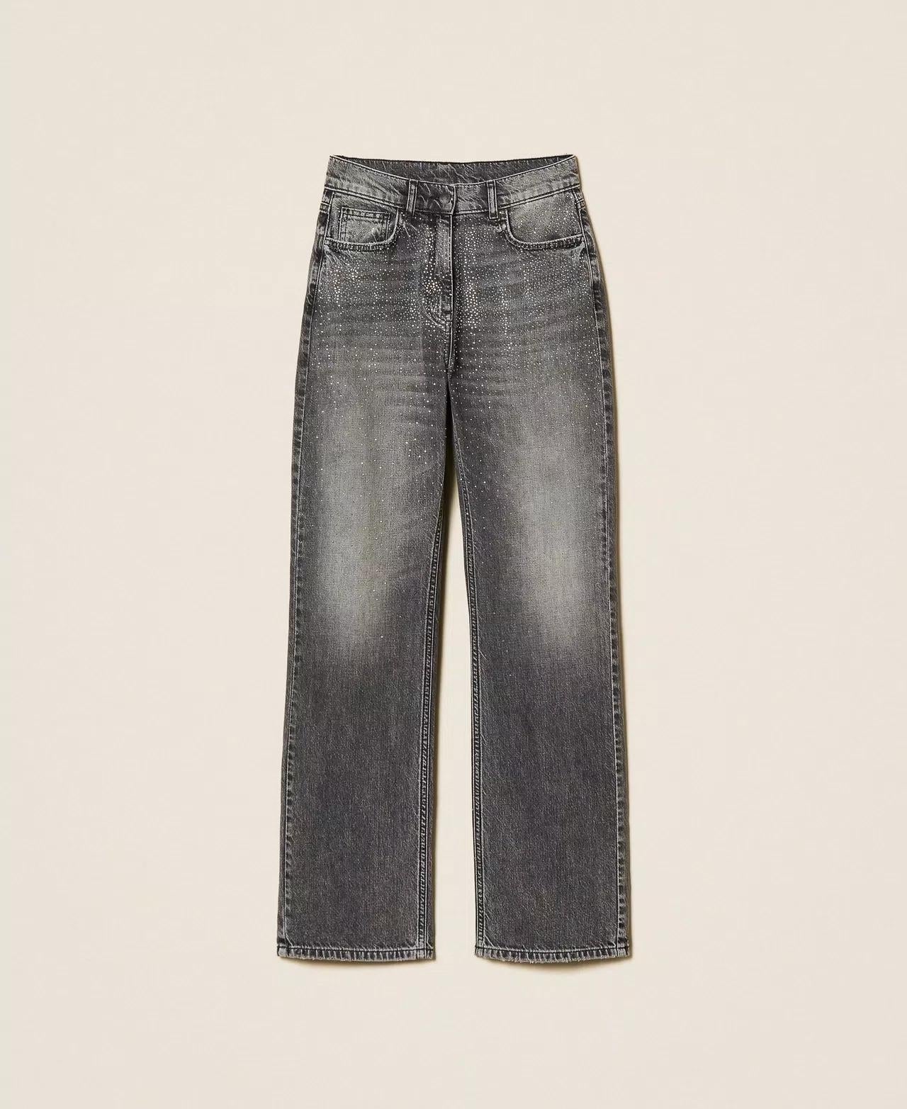 Jeans Twinset Actitude straight con strass donna