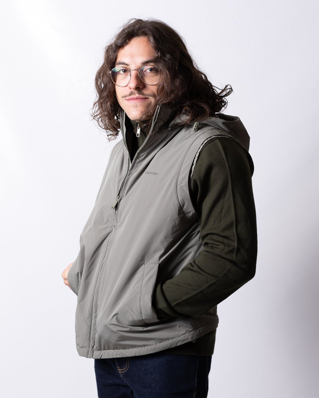 Gilet Calvin Klein in nylon con cappuccio uomo