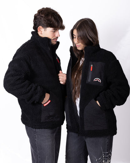 Giubbotto Sprayground teddy full zip con loghi in rilievo