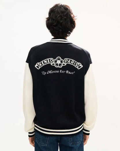 Cardigan Kenzo Paris full zip con maxi ricamo sul retro