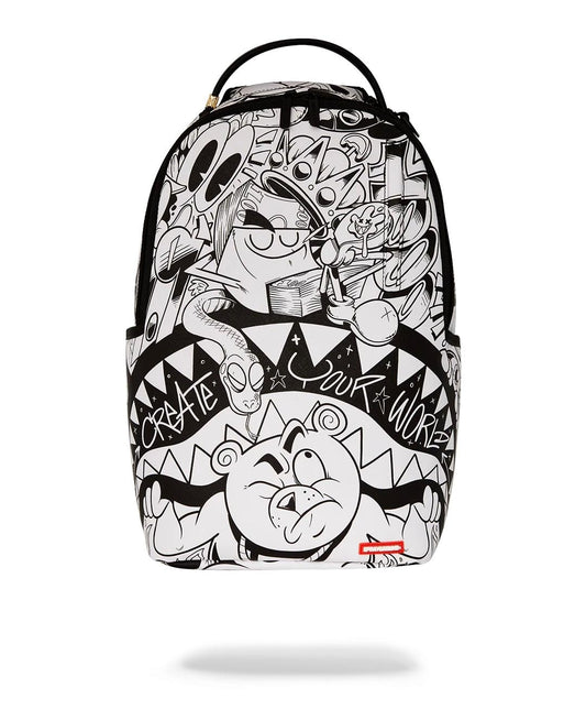 Zaino Sprayground bianco Heavy sharkmouth doodle dlxsv backpack