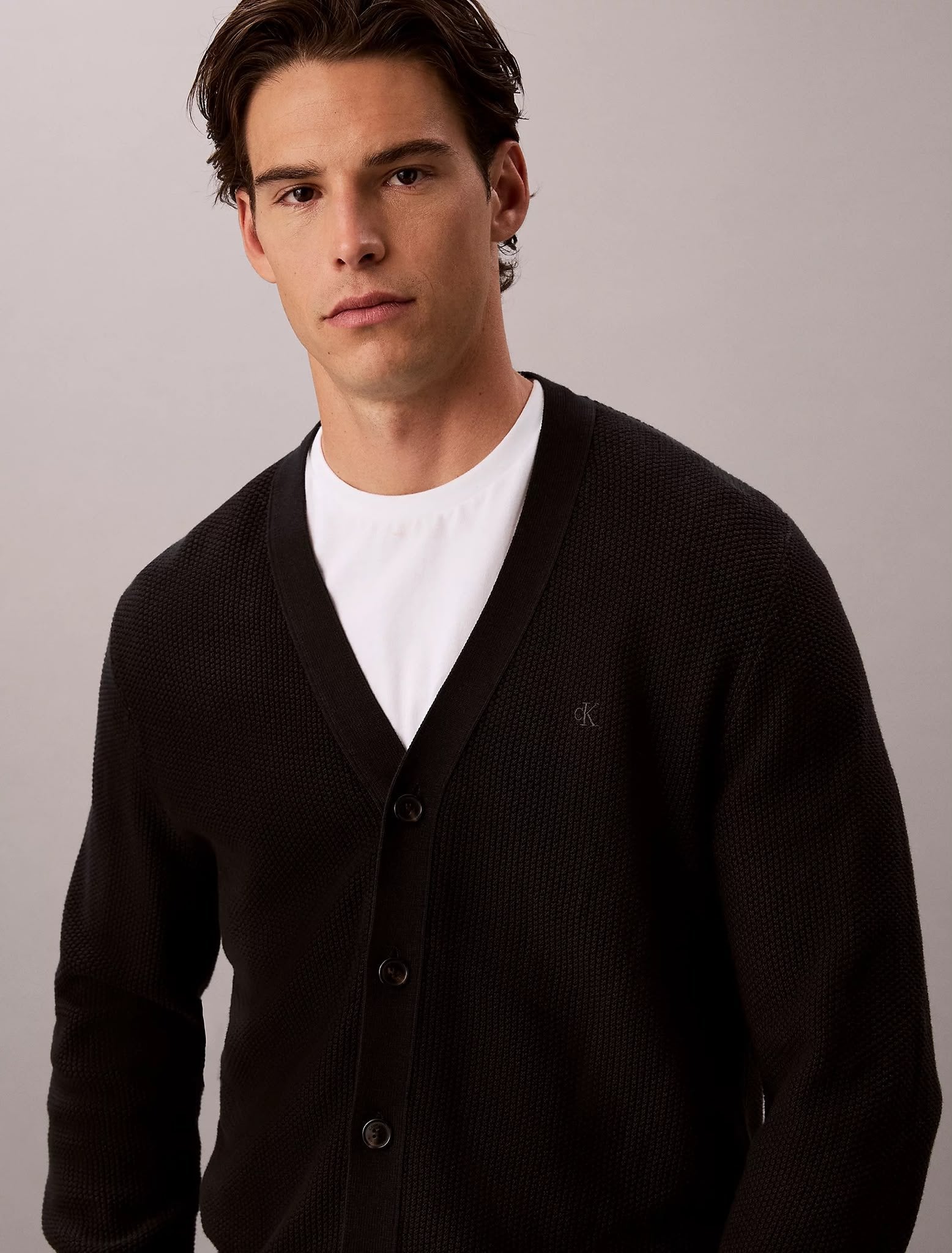 Cardigan Calvin Klein in cotone texturizzato uomo